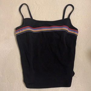 Black tank with rainbow stripe